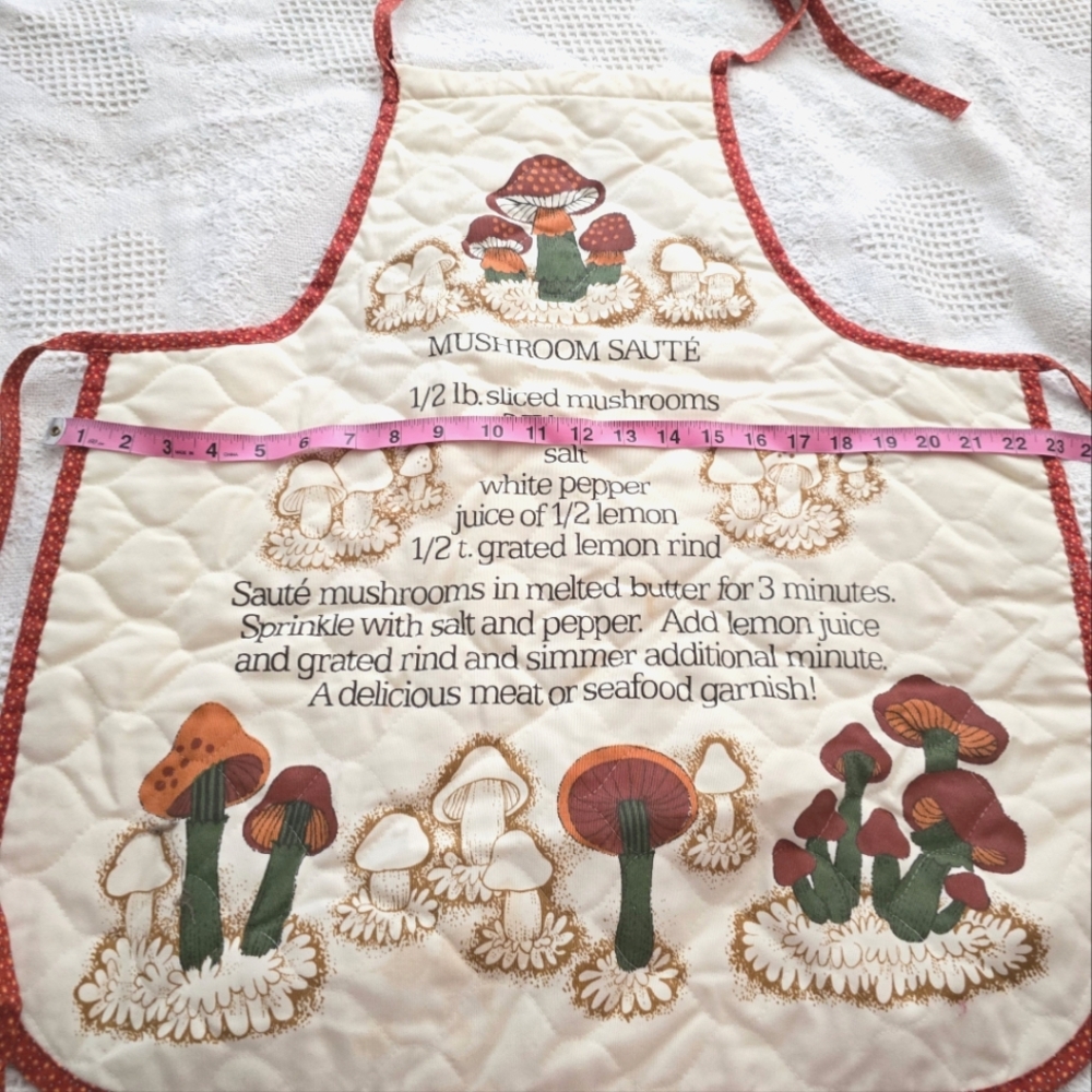 Vtg Mushroom Saute Recipe Apron - Picture 2 of 3